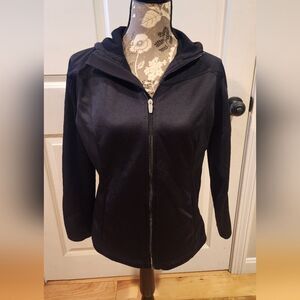 Xersion Performance Wear black active zip up hooded jacket